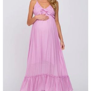 Pink Blush Lavender Maternity Maxi Dress